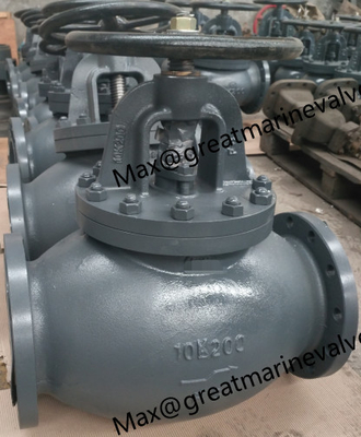 JIS F7307 MARINE CAST IRON ANGLE VALVE 10K 2&quot; ถึง 14&quot; DN50-DN450