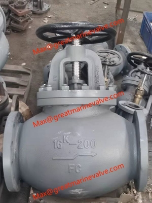 JIS F7309 MARINE CAST IRON GLOBE VALVE 16K 2&quot; ถึง 14&quot; DN50-DN450