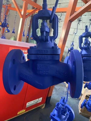 DIN GS-C25 วาล์วกลอบเหล็กเหล็กเหล็ก (WJ41H) DIN มาตรฐาน GS-C25 ก๊าบอนสแตนเลส Flange RF Bellows Seal Globe Valve