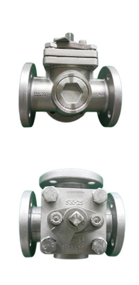 สายบอลสามทาง T-TYPE สแตนเลส C / W S.S. STEM จุดปลาย flanged JIS 5K